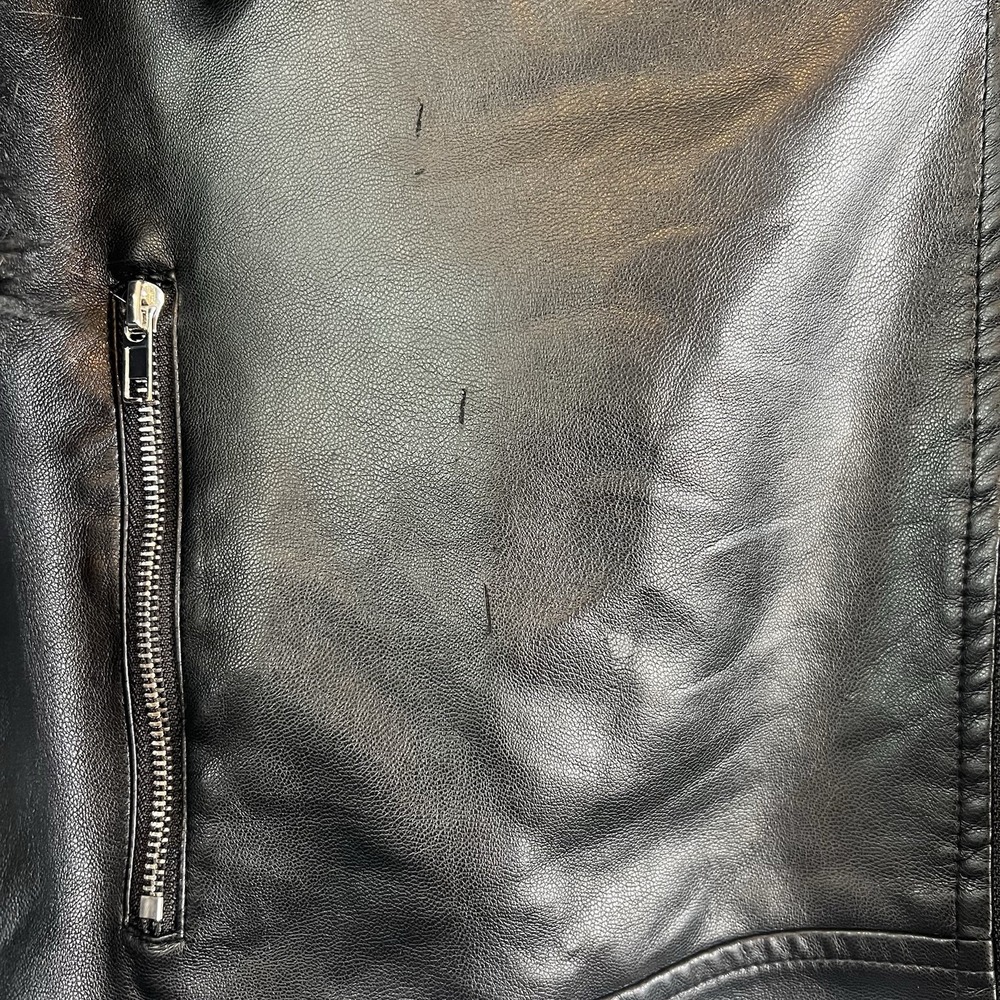 Hot & Delicious Black Faux Leather Biker Moto Jacket Collared Full Zip M - Picture 4 of 5